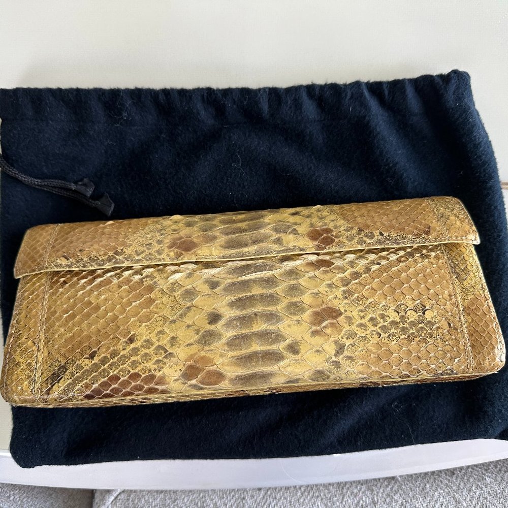 Nancy Gonzalez Gold Python Clutch - image 1